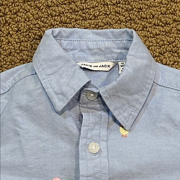 Janie and Jack The Embroidered Oxford Shirt Columbo Blue Bunny 12-18 mos Easter - Picture 5 of 15